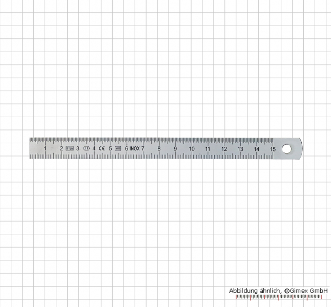 Steel ruler, INOX, flexible pattern,  150x13x0,5 mm