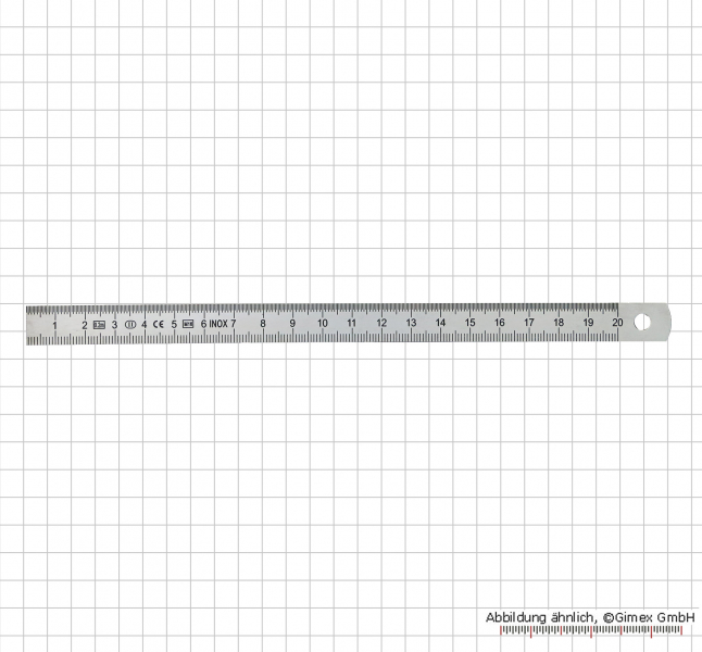 Steel ruler, INOX, flexible pattern,  200x13x0,5 mm