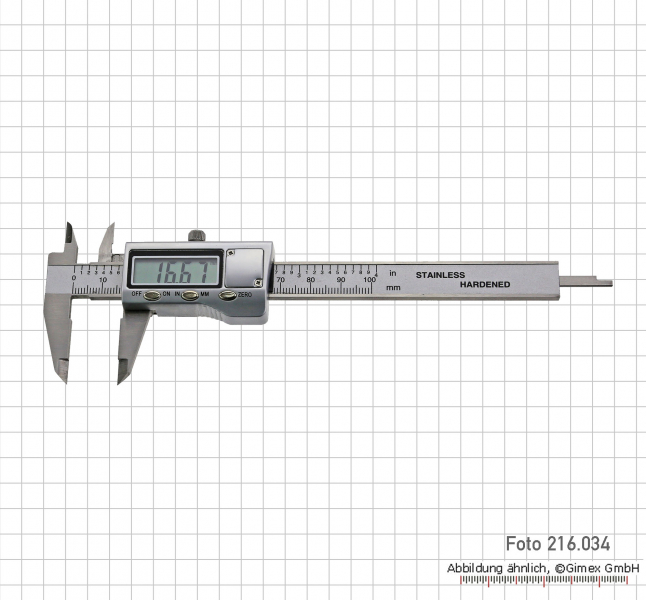 Digital caliper, with metal casing, 100 mm