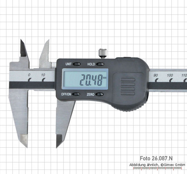 Digital caliper, with roller, 150 mm (round bar)