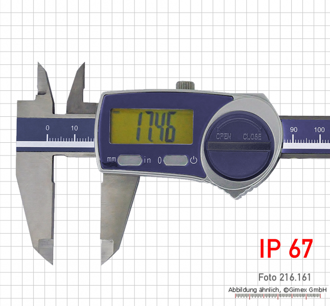 Digital poket calipers, IP 67,  150 mm , with round depth bar