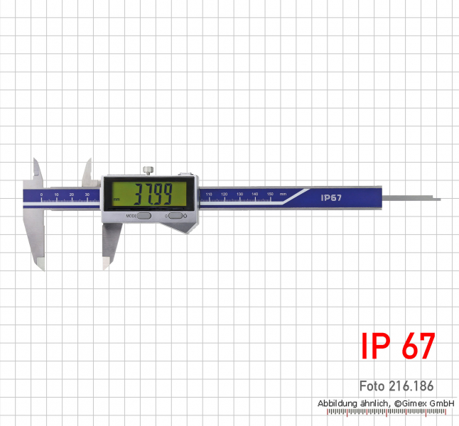 Digital caliper, IP 67, 150 mm, inductive measuring system with Bluetooth