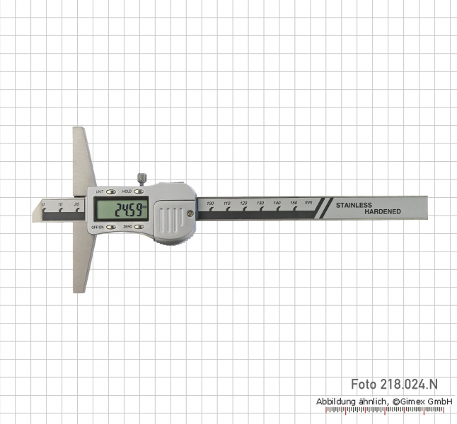 Digital depth caliper 3V, 150 x 100 mm, metal casing