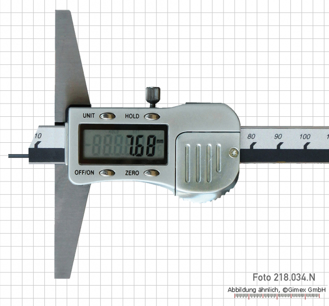 Digital depth caliper with point ø 1.5 mm, 300x 150 mm, metal ca