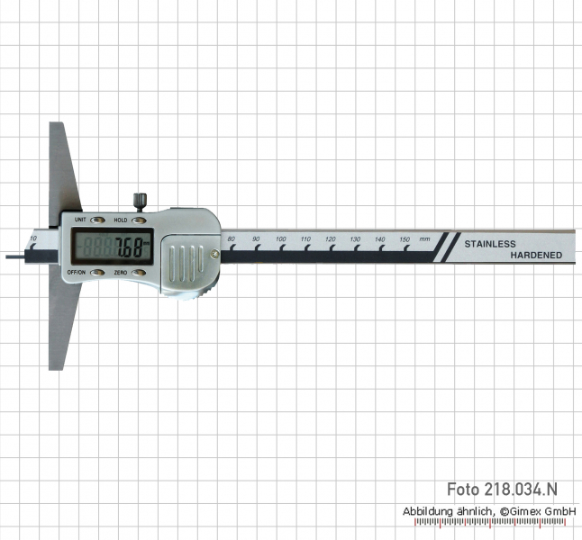 Digital depth caliper 3V with point ø 1.5 mm, 300x 150 mm, metal ca