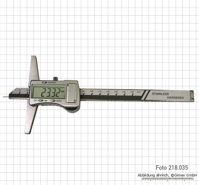 Digital depth caliper with point ø 1.5 mm, 300x 150 mm, metal ca