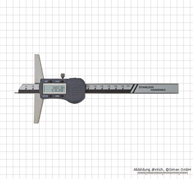 Digital depth caliper, with point ø 1.5 x 6 mm, 150x 100 mm
