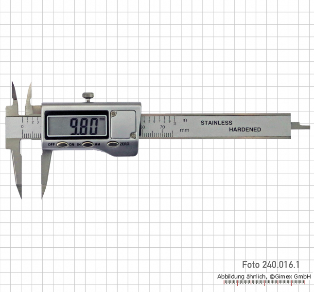 Digital calipers, with point jaws, 100 mm