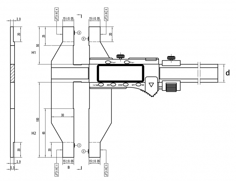 Digital universal caliper, 0 - 1000 mm