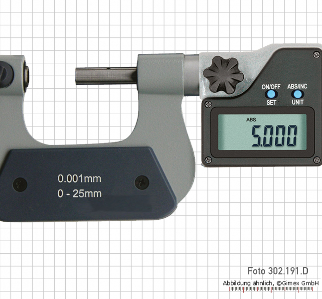 Digital thread micrometers, IP 65,  0 - 25 mm