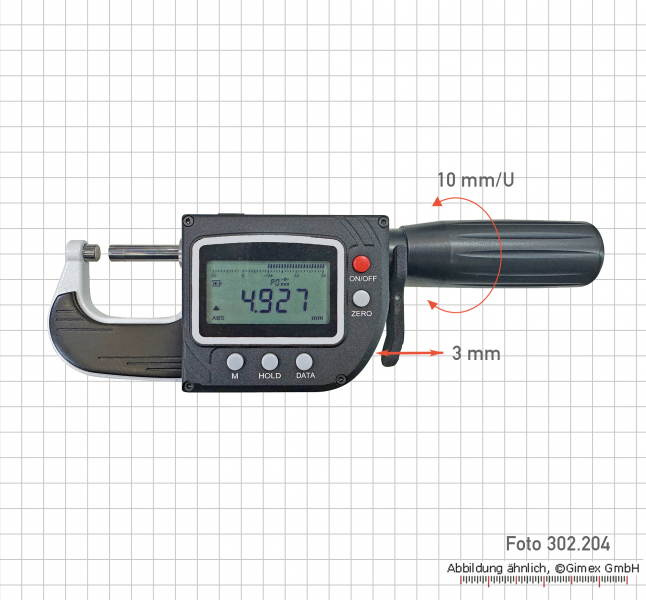 Digital snap micrometer 0 - 25 mm with rechargeable battery