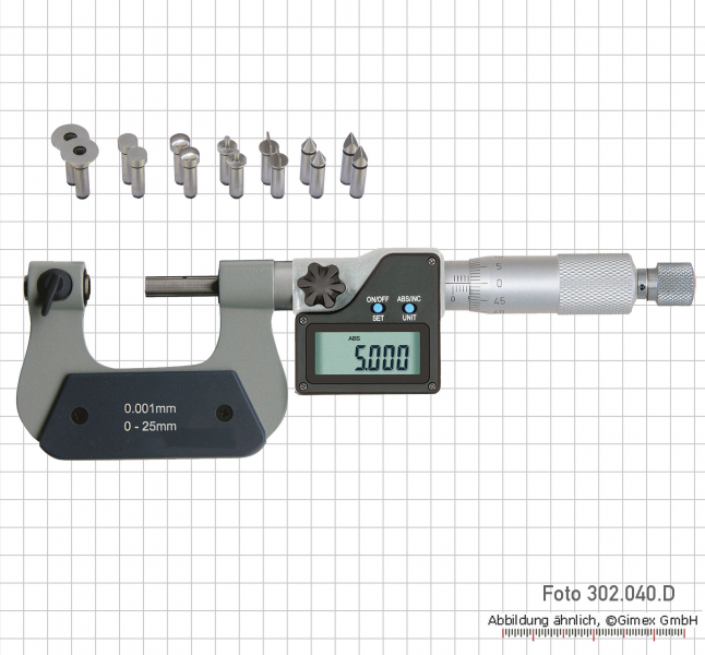 Dig. universal micrometer, IP 65, 7 anvils, 175 - 200 mm