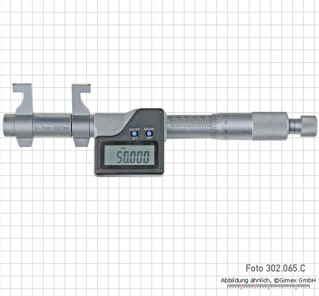 Dig. inside micrometer, round measuring face, IP65,  75 - 100 mm