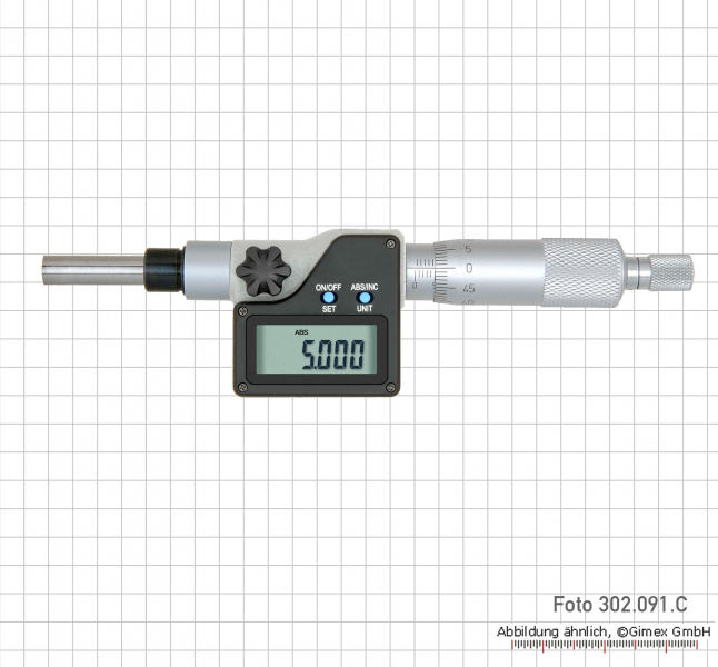Dig. micrometer head, IP65, 0 - 25 mm