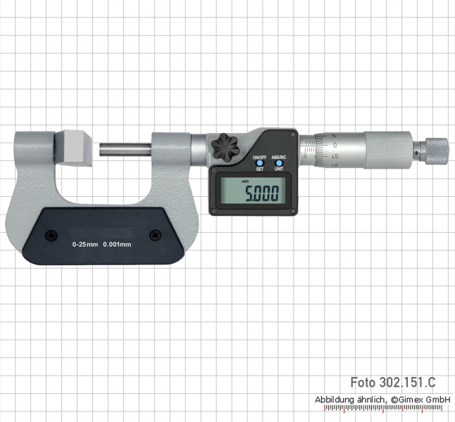 Dig. large anvil micrometers, IP65, 25 - 50 mm