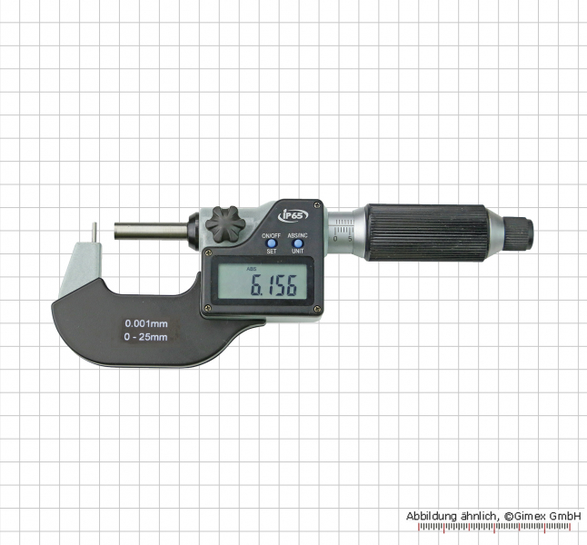Dig.-Tube Micrometer, IP65, 0-25 mm, single spherically