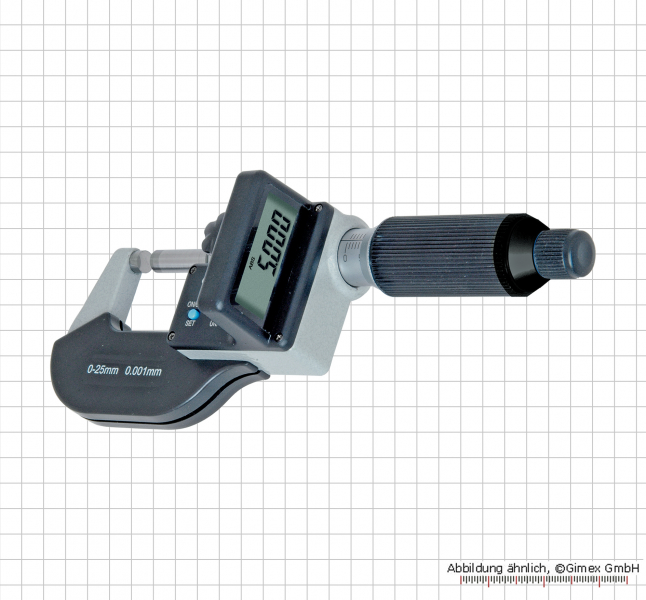 Digital micrometer 0 - 25 mm, 2mm/U, standing form