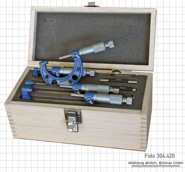 Micrometer sets, round frame, 0 - 100 mm