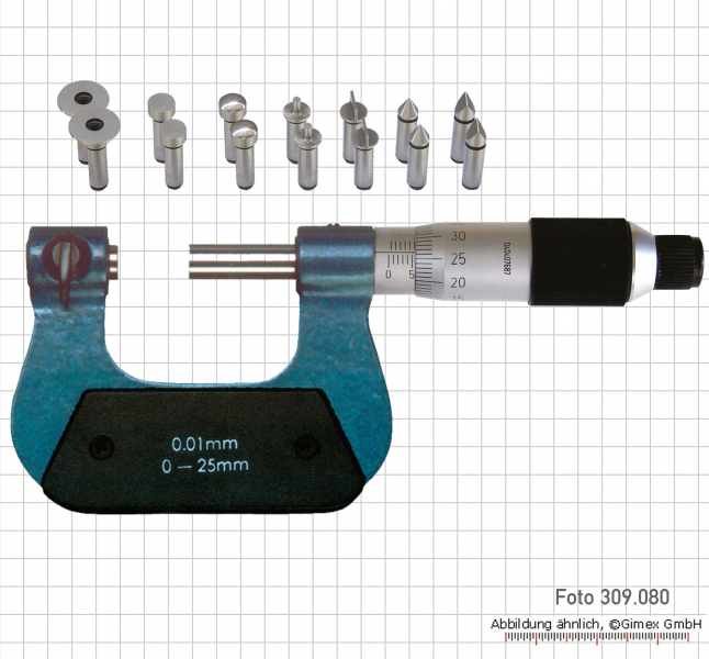 Universal micrometer, 7 anvils,  175 - 200 mm