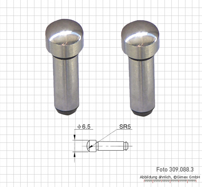 Einsatzpaar f. Uni-Micrometer, rund (gewölbt)