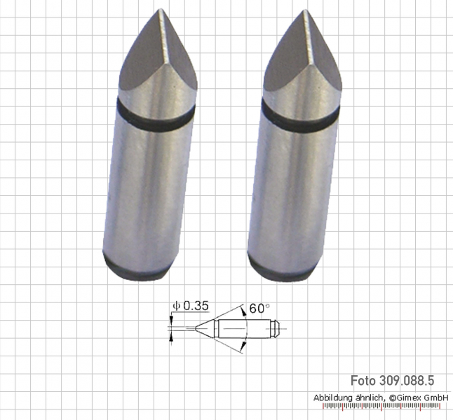Einsatzpaar f. Uni-Micrometer, keilförmig 60°