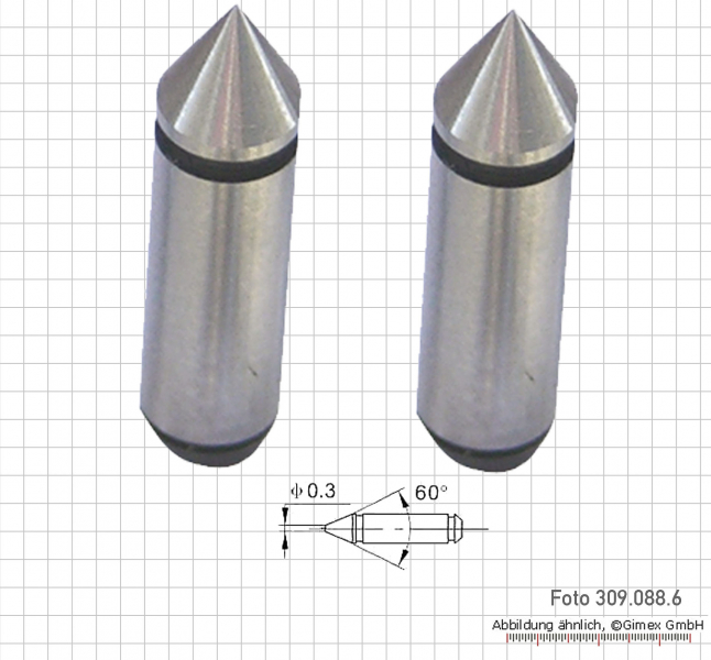 Einsatzpaar f. Uni-Micrometer, kegelförmig 60°