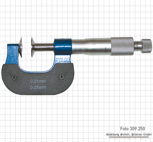 Teller-Micrometer,   0 - 25 mm, 20 mm Teller