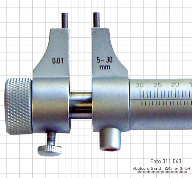 Inside micrometer with round measuring face,   5 - 30 mm