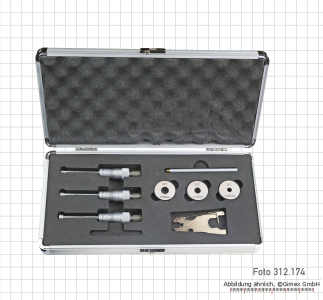 Three point internal micrometer set,  6 - 12 mm