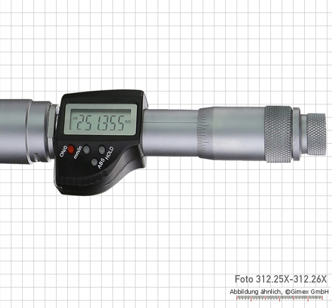 Digital three point internal micrometers, 325 - 350 mm, blind hole
