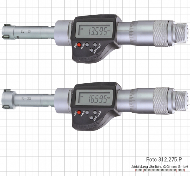 Dig. three point internal micrometer set,  12 - 20 mm