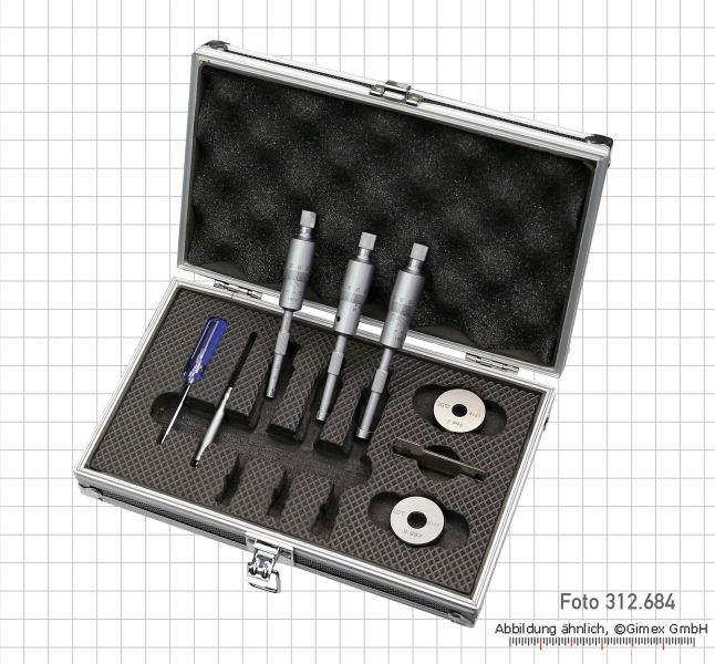Three point internal micrometer set,  6-12 mm
