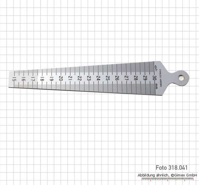 Taper slot gauge, made of steel, 15 - 30 mm