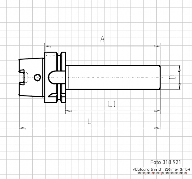 Kontrolldorn HSK-A für Rundlaufprüfung,  HSK-A63-D40-L300 mm