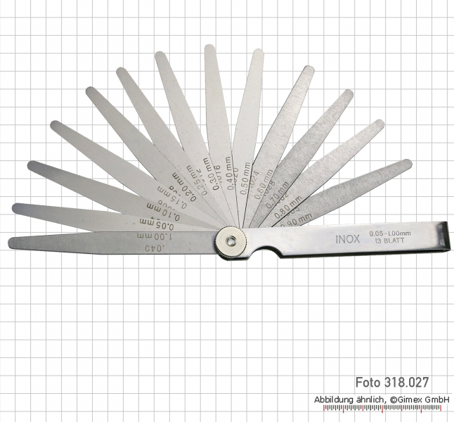 Precision feeler gauge, INOX, 0.05 - 0.5 mm, 8 pcs.