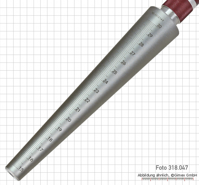 Bore gauge, 15 - 20 mm, conical, reading 0.1 mm