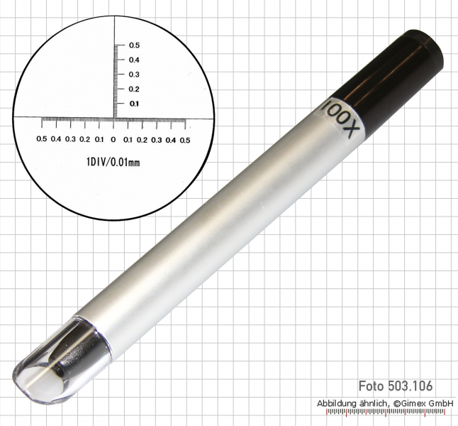 Prec. pen microscope 100X, scale 0.01 mm