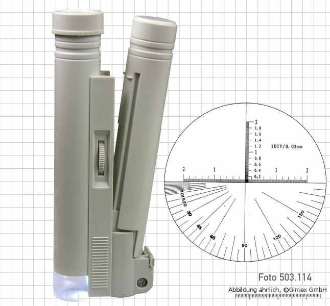 Rod microscope with LED-light  40X, 0.02 mm