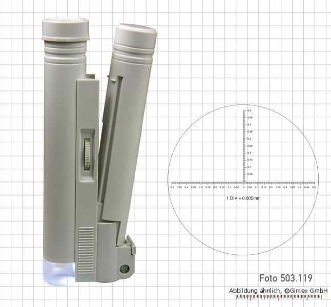 Rod microscope with LED-light 200X, 0.005 mm
