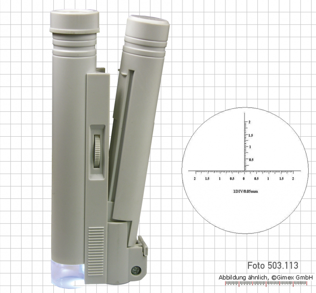 Rod microscope with LED-light  40X, 0.05 mm